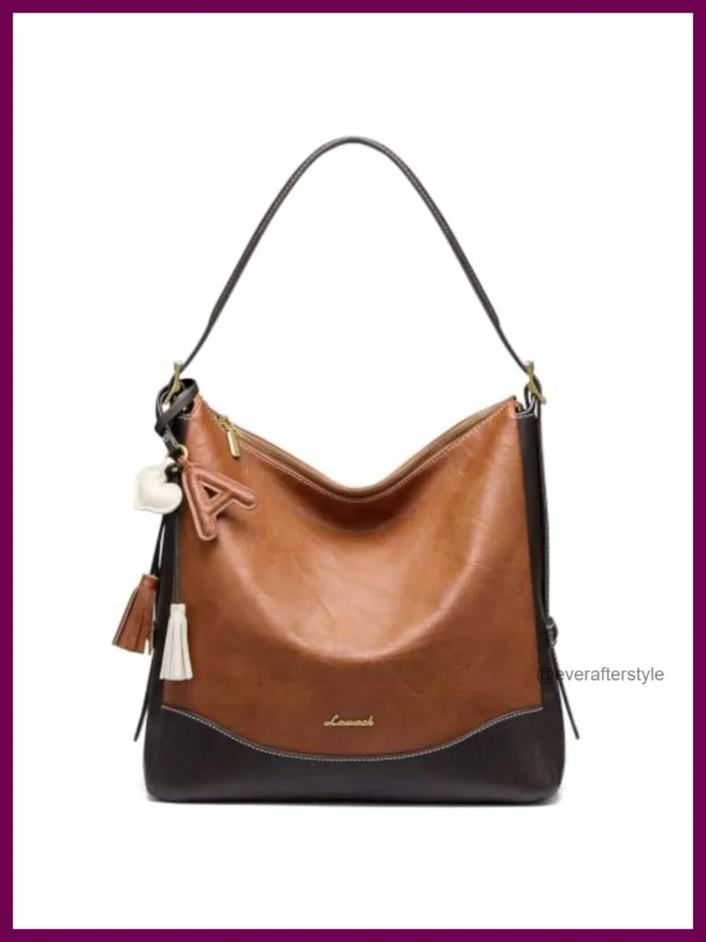 Vegan Leather Hobo Bag with Cup Holder - Crossbody Shoulder Purse
